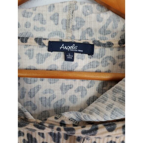 Angels Forever Young Hoodie Shirt Womens Large Brown Animal Print New - Picture 10 of 16